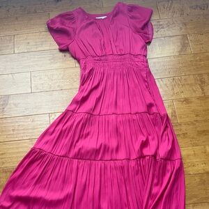 Anthropologie Fuchsia Silk Somerset Dress